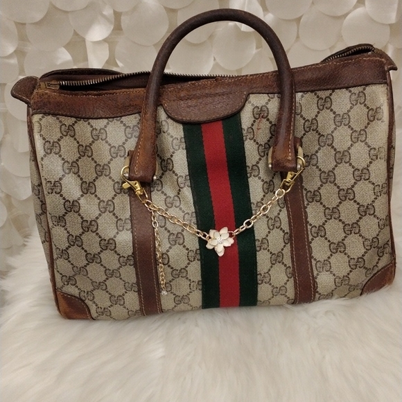 Luxury Purse Chain Camelia Plumeria Flower w Simulated Diamond Gold tone - Picture 6 of 12